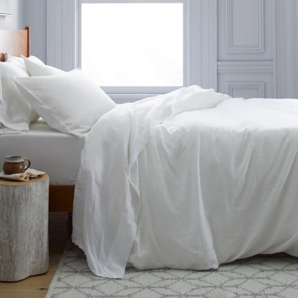 QUINCE European Linen Duvet Cover Full/Queen White 4654 - Picture 4 of 12